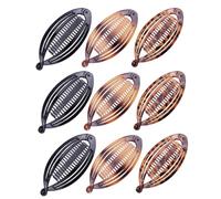 WEKADRIN 9Pcs Interlocking Banana Hair Clip Comb with Strong Claw Clamp for Women and Ponytail Holder in Black Tortoise Leopard Patterns for Parties Weddings and Daily Use