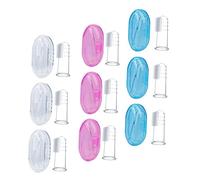WEKADRIN 9pcs Silicone Finger Toothbrush with Storage Box Double Sided Oral Cleaner for Years Soft Bristles and Gum Massage Bumps for Teething Relief and Healthy Habits