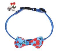 WEKADRIN Adjustable Cat and Puppy Collar with Cherry Bowtie and Bell Lightweight Reusable Pet Accessory for Daily Wear and Festive Parties Suitable for Cats and Dogs