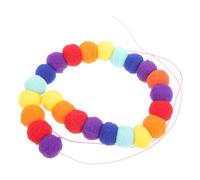 WEKADRIN Adjustable Rainbow Pom Pom Pet Collar for Puppies and Cats Soft Skin-friendly Necklace with Fur Ball Stylish Accessory for Daily Wear and Special Occasions