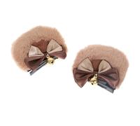 WEKADRIN Adorable Bear Ears Hair Clips with Bow Decor Cute Kawaii Hair Bows for Warm Camel Color Cosplay Headwear for Party Festival Halloween Christmas