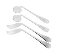 WEKADRIN Angled Spoon and Curved Fork for Elderly with Mobility Feeding Utensils with Ergonomic Elbow Handles Lightweight Tableware to Reduce Wrist Strain and Enhance Grip for Disabled