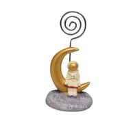 WEKADRIN Astronaut Memo Clip Holder Golden Space Photo Display for Home Office Desktop Adorable Name Card Organizer with Construction for Parties and Romantic Atmospheres