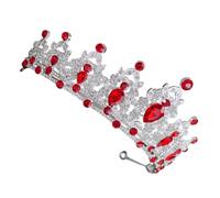 WEKADRIN Baroque Crown Headpiece Rhinestone Tiara for Weddings and Proms Bridal Hair Accessory Silver Red with Vibrant Colors Elegant Princess Fascinator for Brides and Special Occasions