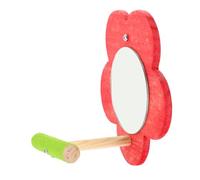 WEKADRIN Bird Mirror Perch Stand Toy for Parrot Cage, Red Small Pet Accessory with Wooden Perch for Parakeet Budgie Stress Relief and Training