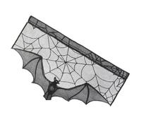 WEKADRIN Black Lace Spider Web Bat Halloween Door Curtain, Horror Party Hanging Window Panel, Halloween Decor for Haunted House and Party Background