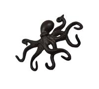 WEKADRIN Cast Iron Octopus Hook Key Hanger for Home and Office Sturdy Wall-Mounted Rack with Decorative Tentacles Space-Saving Storage for Keys Coats Hats Towels