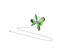 WEKADRIN Ceiling Fan Pull Chain Replacement Crystal Flower Pendant in Grass Green Decorative Metal Pull Cord Extender for Bedroom Fan and Lamp Switch