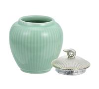 WEKADRIN Ceramic Green Tea Jar 238ml Chinese Style Multi-function Storage Canister with Lid Smooth Surface Easy to Clean for Storing Beans and Dried Nuts