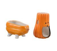 WEKADRIN Ceramic Hamster Water Bottle Stand with Widen Bottom Anti-fall Design Dual-function Pumpkin Shape Water Dispenser and Hideout for Small Pets Like Gerbils Mice and Rats