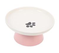 WEKADRIN Ceramic Raised Cat Bowl with Neck Protection High Base Pet Food Holder Stable Non-slip Decorative Print Elevated Dish for Comfortable Feeding