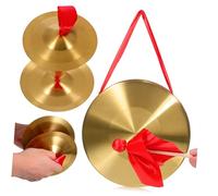 WEKADRIN Chinese Gong Opera Cymbals Traditional Percussion Instrument for Hand Pool Performance Includes Hand Gong Hammer