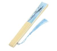 WEKADRIN Chinese Style Handheld Folding Fan Silk Fabric Oriental Hand Fan Vintage Frame Portable Chinese Ancient Culture Decorative Accessory for Party Cosplay Wall Decor