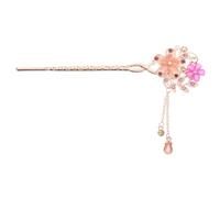 WEKADRIN Chinese Traditional Floral Tassel Hairpin with Cat Eye Gemstone Ethnic Style Hair Stick for Bun Hairstyling and Elegant Hair Accessories for Women