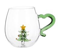 WEKADRIN Christmas Tree Glass Mug Holiday Cup with Tree Figurine for Hot and Cold Beverages Multifunctional Coffee Tea Juice Drinkware Festive