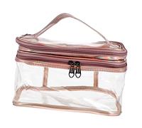 WEKADRIN Clear Makeup Organizer Bag Dual-Layer Travel Storage Pouch for Women Lightweight Toiletries Carrier for Personal Care and Makeup Accessories Iridescent