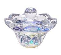 WEKADRIN Crystal Octagonal Manicure Cup with Lid Clear Glass Nail Liquid Holder for Dip Powder Nail Art Mixing Bowl for Travel and Salon Use