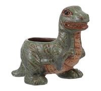 WEKADRIN Cute Ceramic Dinosaur Flowerpot for Succulents Indoor Plant Pot Tray Unique Home Decor for Desk and Office