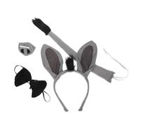 WEKADRIN Donkey Headband Nose Bowtie and Tail Prop for Costume Accessories Fun Animal Ears Headband for Boys and Girls Dress-up Party