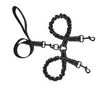 WEKADRIN Double Head Dog Leash Nylon Pet Traction Strap Convenient Single Hand Operation Black Dual Dog Leash for Walking