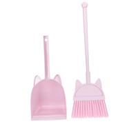 WEKADRIN Dustpan and Broom for Pretend Play Cleaning Tools Lightweight Safe Material S Housekeeping in Light Pink