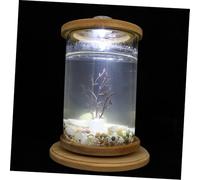 WEKADRIN Eco Bottle Micro Landscape Aquarium Glass Fish Bowl with LED Light Transparent Desktop Decorative Fish Tank for Office and Home Easy-clean Tempered Glass Micro Aquatic Habitat