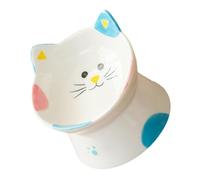 WEKADRIN Elevated Ceramic Pet Bowl for Cats and Dogs Tilted Raised Feeding Dish with Stable High Base Smooth Polished Surface Non-slip Floor Cat Accessory for Comfortable Mealtime and Spill