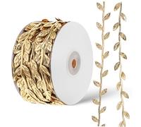 WEKADRIN Flower Rattan Lighting Trim Party Decoration Ribbon Decorations Vine Ribbon Leaf for Crafts Vines Leaves Decor Artificial for Fabric Rope Rope Belt Golden