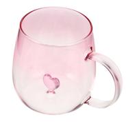 WEKADRIN Gradient Glass Tea Cup with Heart Design Lightweight Single Romantic Coffee Mug for Couples Stylish Gradient Pink Glassware for Daily Home and Office Use