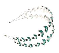 WEKADRIN Green Crystal Bridal Hair Vine Headband with Sparkling Rhinestone Leaf Accents Handcrafted Wedding Hairpiece for Women and Elegant Party and Birthday Accessories