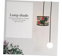 WEKADRIN Handmade Printed Bamboo Pendant Lamp Shade Rustic Woven Lampshade for Bedroom Living Office Decor with Warm Soft Light Filtering