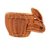 WEKADRIN Handwoven Rabbit Shaped Storage Bin Decorative Bunny Basket Animal Shape Woven Bin Open Top Imitation Rattan Fruit Basket for Nursery Decor
