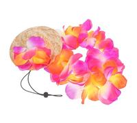 WEKADRIN Hawaiian Party Pet Garment Puppy Dog Summer Costume with Red Flower Garland and Hat Beach Vacation Outfit for Dogs and Cats Easy to Wear and Quick Dry for Parties and Photos