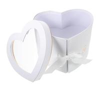 WEKADRIN Heart Shaped Flower Packaging Box Double Layer Rotating Present Box with Lid White for Valentine’s Day Bouquet and Storage