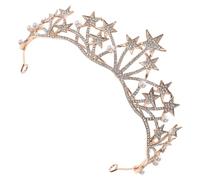 WEKADRIN High End Electroplated Star Pearl Crystal Bride Crown Headdress Fashion Headwear for Weddings and Parties Lightweight Performance Tiara for Women