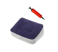 WEKADRIN Inflatable Travel Footrest Cushion with PVC Flocking Material Anti-Leak Air Tap and Random Color Pump Foot Stool for Airplanes Cars Office Camping Elderly Comfort Pads Random Color