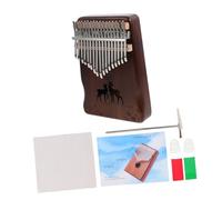 WEKADRIN Keys Kalimba Thumb Piano Retro Solid Handheld Mbira with Deer Pattern Portable Musical Instrument for Beginners and Students Smooth Polished Surface with Phonetic Symbols for Easy
