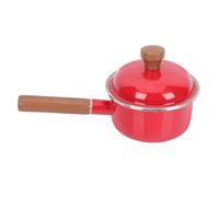 WEKADRIN Korean Style Thickened Enamel Milk Pot Red Single Handle Stockpot for Milk Soup Food Supplement Compatible with Gas and Induction Cookers Kitchen Utensil for Family and Restaurant