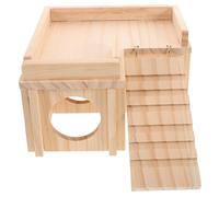 WEKADRIN Large Wooden Reptile Habitat Hideout with Basking Platform and Climbing Ramp Natural Look Lizard Shelter for Bearded Dragons Detachable Cave Hide for Easy Cleaning Suitable for