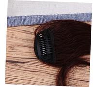 WEKADRIN Light Brown 25cm Fake Bang Wig Hairpiece, Fluffy Middle Part Fringe for Women, Facial Slimming Side Bangs Dress up Hair Accessory