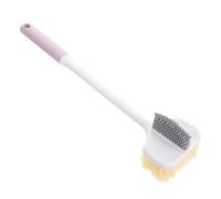 WEKADRIN Long Handle Foot Cleaning Brush for Shower with Double-Sided Soft Silicone Bristles, Purple Bath Foot Scrubber for Elderly and Toe Gap Cleaning