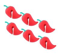WEKADRIN Lovely Pepper-Shaped Silicone Spill Stoppers 6pcs, Pot Boil Over Preventers Kitchen Gadgets, Lid Spill-Proof Lifters for Home Cooking and Slow Cooker Use