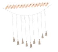 WEKADRIN Macrame Hanging Photo Display Holder with Secure Wooden Clips Tassel Boho Wall Decor String for Nursery Rooms and Wall Collage Picture Frame Organizer