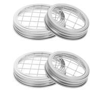 WEKADRIN Mason Jar Flower Frog Lid Inserts with Metal Grid, 4pcs Set (70mm 86mm), Wide Mouth Canning Jar Accessories for Floral Arrangement and Kitchen Storage