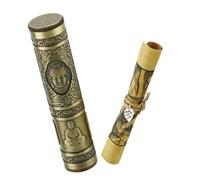 WEKADRIN Metal Buddha Statue Wishing Paper Roll Holder with 20 Handwritten Notes, Airtight Decorative Metal Tube for Message Storage, Creative Gift for Students and Friends