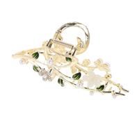 WEKADRIN Metal Floral Hair Claw Clip with Artificial Pearl Vintage-inspired Japanese Ponytail Holder for Women and Secure Flower Claw Clamp for Retro and Everyday Styles