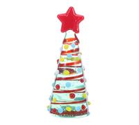 WEKADRIN Miniature Crystal Christmas Tree Figurine Blown Glass Artificial Tree with Luminous Sparkle Holiday Table Centerpiece Ornament for Festive Home and Office Decor