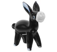 WEKADRIN Miniature Glass Donkey Figurine Black Colored Glaze Animal Decoration for Desktop Space Saving Home and Office Ornament