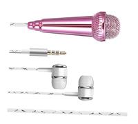 WEKADRIN Miniature Wired Microphone for Phone Portable Handheld Singing Mic with 3.5mm Connector Rose Red Suitable for Karaoke and Recording