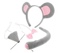 WEKADRIN Mouse Costume Set with Headband Bow Tie Nose Tail Soft Grey Animal Role-playing Props for Cosplay Halloween Birthday Party Carnival Accessories